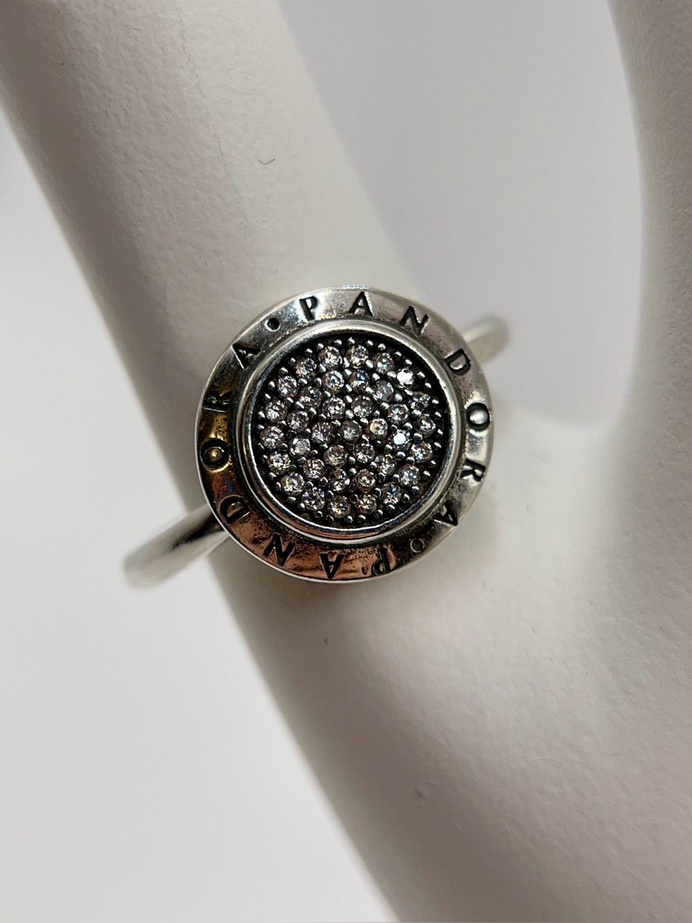 Pandora Signature Logo Pavé Circle Ring S925 Silver Size 7 / 54